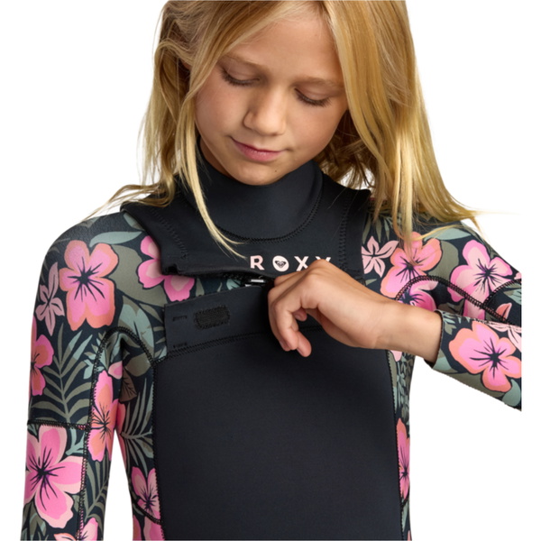 2026 Roxy Junior Swell Natural 4/3mm Borst Ritssluiting Wetsuit 26RW213501 - Electric Pink